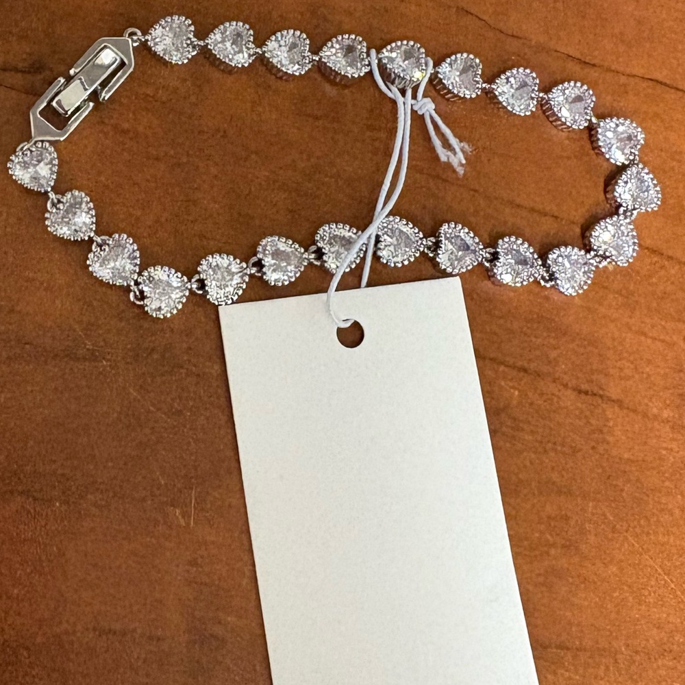 Swarovski Silver Crystal Heart Tennis Bracelet